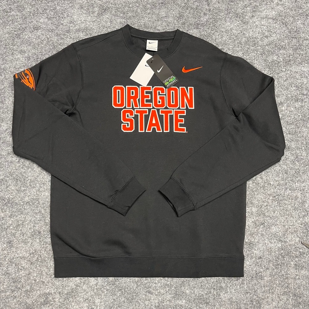 Oregon State Beavers Sweatshirt Mens Medium Black Club Nike Fleece Crewneck NEW